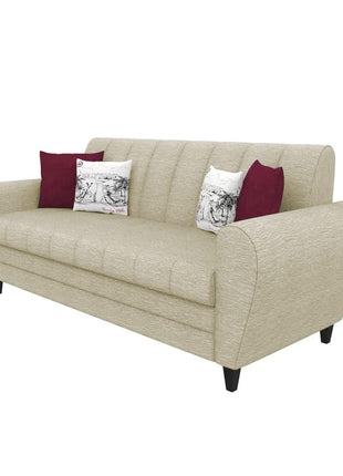 Torque - Bali Premium Fabric 3 Seater Sofa for Living Room (Beige) | Modern 3 Seater Sofa Set Couch with 2 Cushions for Bedroom Hall Festival Gift | 3 Year Warranty 
