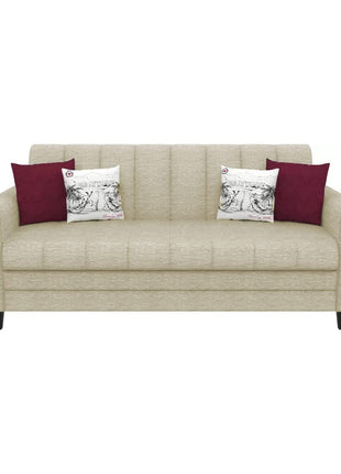 Torque - Bali Premium Fabric 3 Seater Sofa for Living Room (Beige) | Modern 3 Seater Sofa Set Couch with 2 Cushions for Bedroom Hall Festival Gift | 3 Year Warranty 