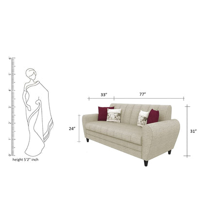 Torque - Bali Premium Fabric 3 Seater Sofa for Living Room (Beige) | Modern 3 Seater Sofa Set Couch with 2 Cushions for Bedroom Hall Festival Gift | 3 Year Warranty 