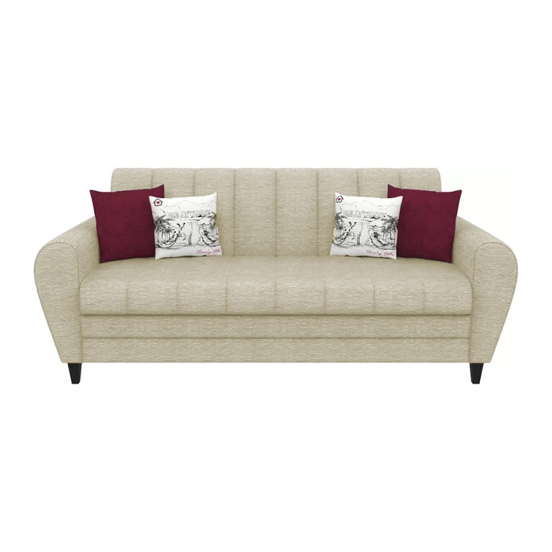 Torque - Bali Premium Fabric 3 Seater Sofa for Living Room (Beige) | Modern 3 Seater Sofa Set Couch with 2 Cushions for Bedroom Hall Festival Gift | 3 Year Warranty 