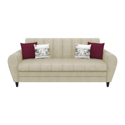 Torque - Bali Premium Fabric 3 Seater Sofa for Living Room (Beige) | Modern 3 Seater Sofa Set Couch with 2 Cushions for Bedroom Hall Festival Gift | 3 Year Warranty 