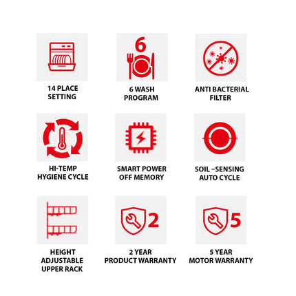 Toshiba 14 Place Settings (DW-14F1IN(S)-1, Silver 