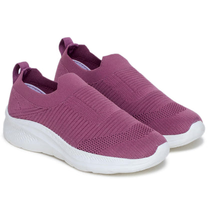 Trase Womens Slip On Shoes Pink Lightweight Breathable Knit Upper For Walking 