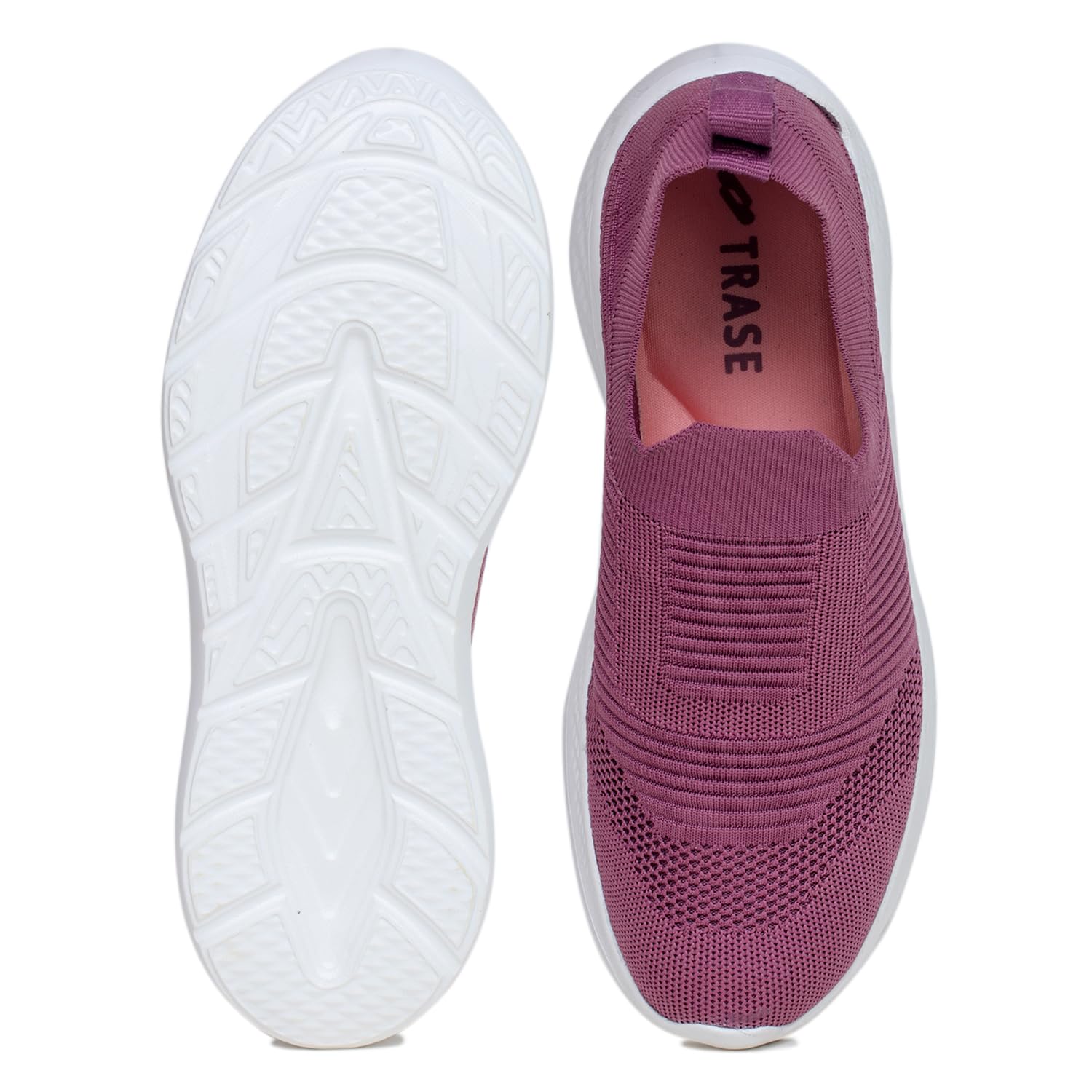 Trase Womens Slip On Shoes Pink Lightweight Breathable Knit Upper For Walking 