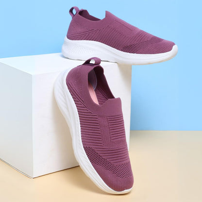 Trase Womens Slip On Shoes Pink Lightweight Breathable Knit Upper For Walking 