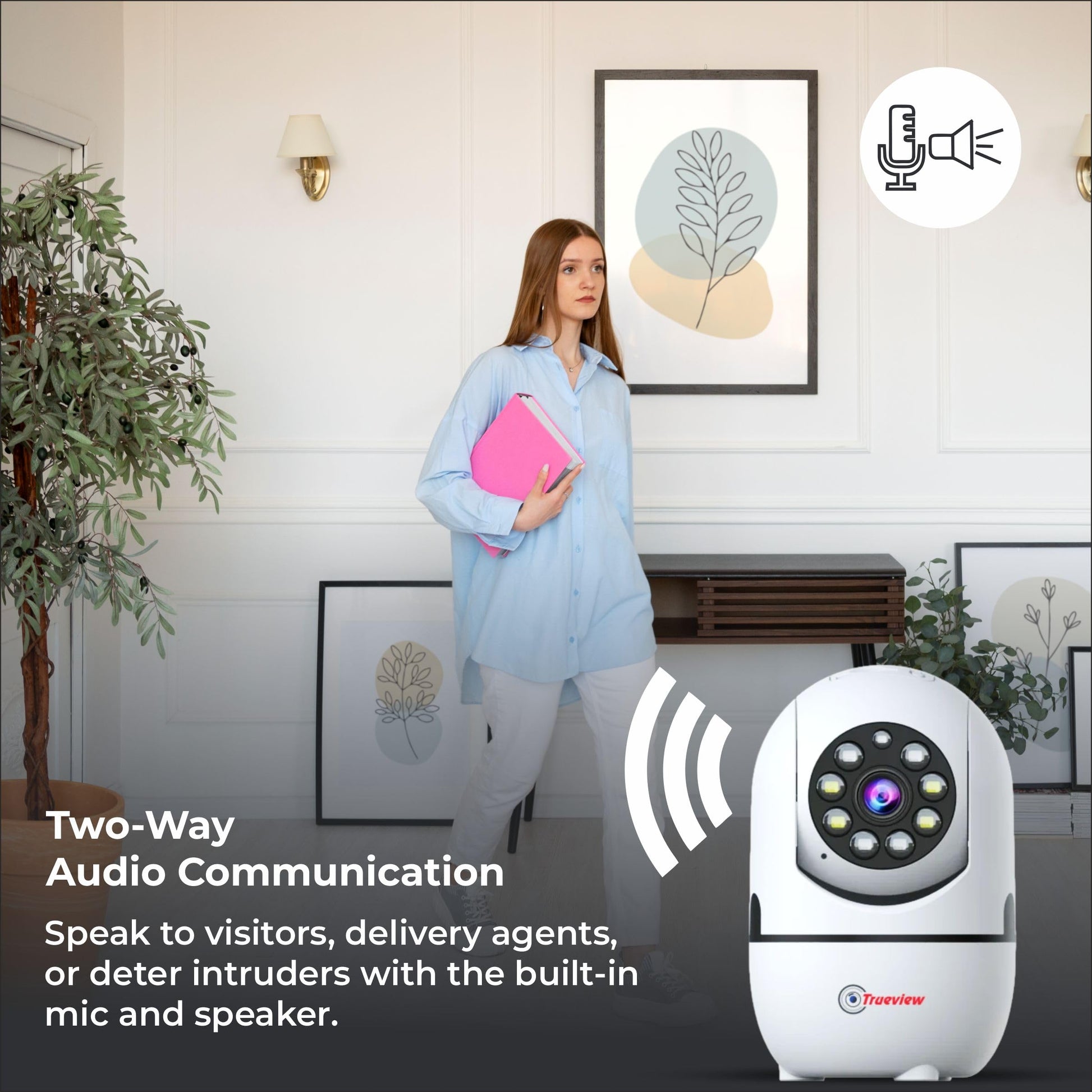 Trueview 2MP Smart CCTV Wi-fi Home Security Camera with Pan Tilt 360� View, 2 Way Talk, Cloud Monitor, Motion Detect, Supports SD Card Up to 256 GB, Night Vision (2MP Color Night Vision Smart Camera) 