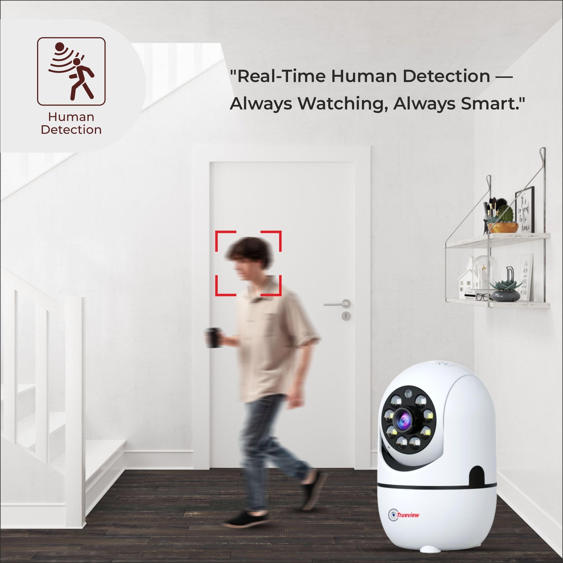 Trueview 2MP Smart CCTV Wi-fi Home Security Camera with Pan Tilt 360� View, 2 Way Talk, Cloud Monitor, Motion Detect, Supports SD Card Up to 256 GB, Night Vision (2MP Color Night Vision Smart Camera) 