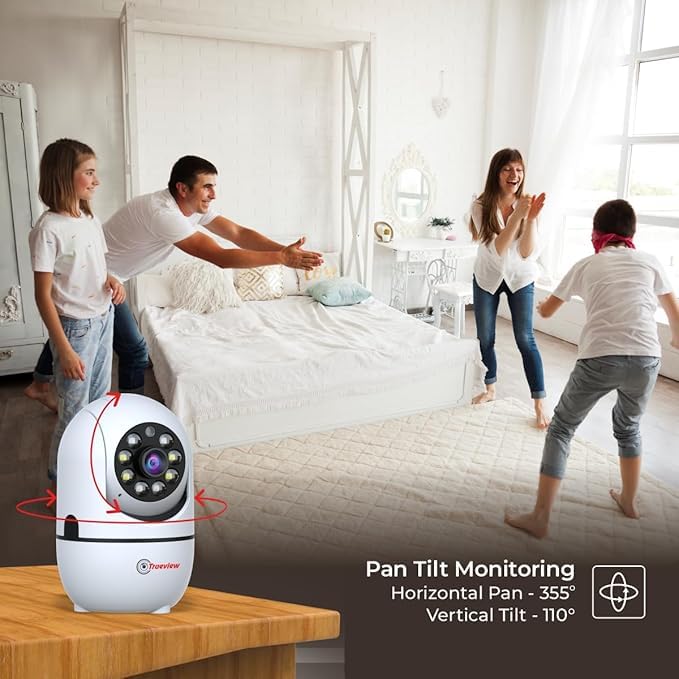 Trueview 2MP Smart CCTV Wi-fi Home Security Camera with Pan Tilt 360� View, 2 Way Talk, Cloud Monitor, Motion Detect, Supports SD Card Up to 256 GB, Night Vision (2MP Color Night Vision Smart Camera) 