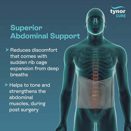 Tynor Abdominal Support 9"/23cm - Lower Back Support Belt Brace for Men & Women | Breathable, Pain Relief & Recovery, Pack of 1 (Grey, Large) 