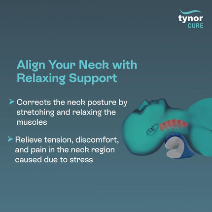 Tynor Neck Corrector & Relaxer, for men & women, Ergonomic Neck Support for Pain Relief & Relaxation, for Posture Alignment | Universal Size, 1 Unit (Blue) 