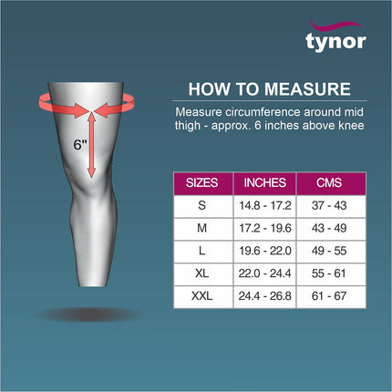 Tynor OA Knee Support (Neo) | Joint Support, Pain Relief for Men & Women | Comfortable & Durable, Right Leg Support, Pack of 1 (Grey, Medium) 