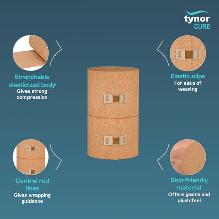 Tynor Tynocrepe cotton bandage, for Sports Injuries and First Aid | Versatile, Soft, and Stretchable | Pack of 1 (6cm x 4m, Beige) 