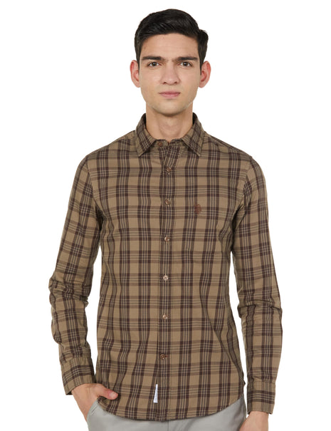 U.S.POLO ASSN. Men's Regular Fit Shirt (USSHTO3464_Lt. Brown 