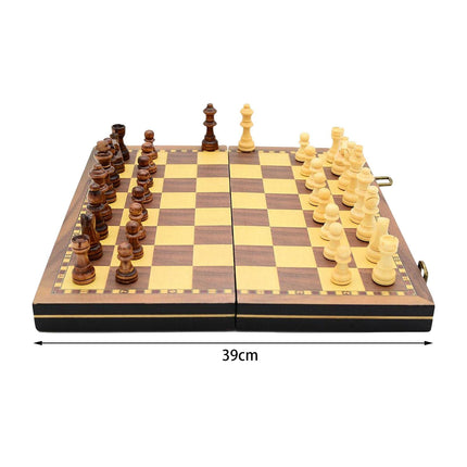 UJEAVETTE Toy Folding Wooden Chess Set 32 Cherkers Pieces for Kids and Adults Tournaments 39cm Other Games 