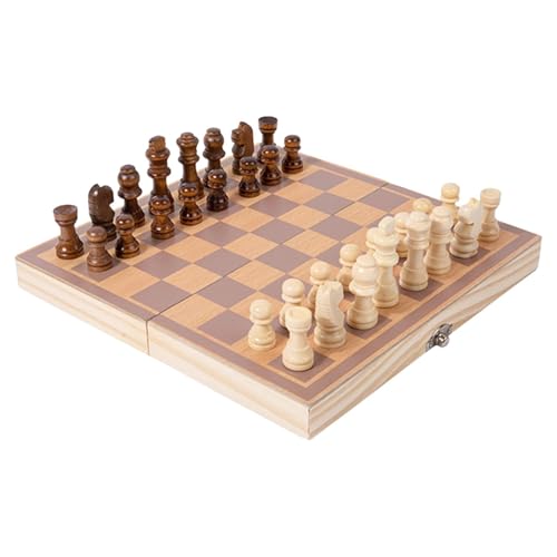 UJEAVETTE Toy Wooden Chess Set Foldable Travel Case Beginner Chess Set for Barbecue Adults Other Games 