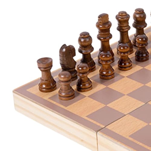 UJEAVETTE Toy Wooden Chess Set Foldable Travel Case Beginner Chess Set for Barbecue Adults Other Games 