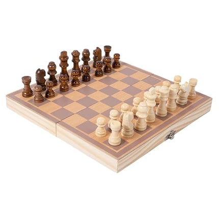 UJEAVETTE Toy Wooden Chess Set Foldable Travel Case Beginner Chess Set for Barbecue Adults Other Games 