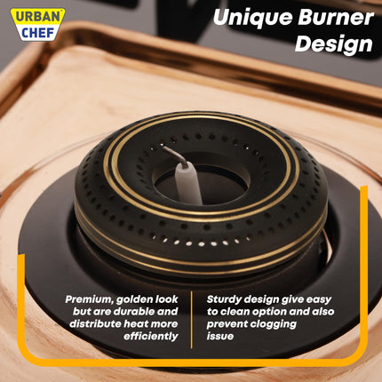 URBAN CHEF 3 Burner Gas Stove Glass Top Auto Ignition | 2 Year Warranty, ISI Certified | Stove 3 Burner, Gas Stove 3 Burners, Hob Top, Easy Grip Knobs, 7mm Thick Toughened Glass (Hob Top - Rose Gold) 