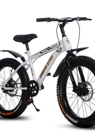 URBANSTAR Hulk | 20T BMX | Double DISC | Fat Tyres Semi Assembled | 20 T Fat Tyre Cycle (Single Speed, White) 