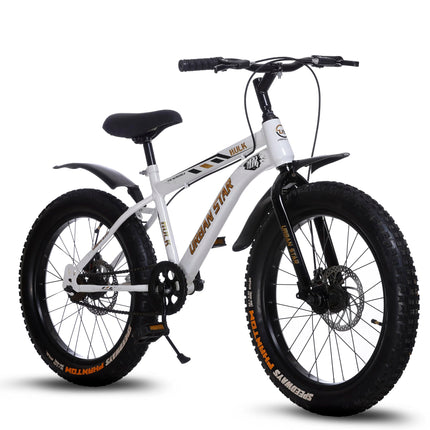 URBANSTAR Hulk | 20T BMX | Double DISC | Fat Tyres Semi Assembled | 20 T Fat Tyre Cycle (Single Speed, White) 