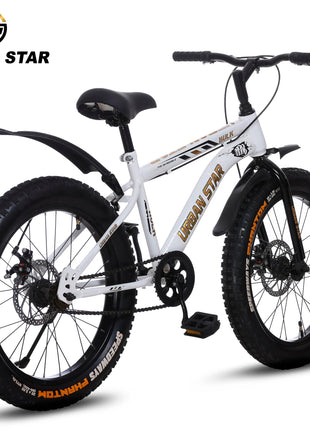 URBANSTAR Hulk | 20T BMX | Double DISC | Fat Tyres Semi Assembled | 20 T Fat Tyre Cycle (Single Speed, White) 