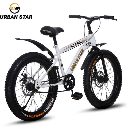 URBANSTAR Hulk | 20T BMX | Double DISC | Fat Tyres Semi Assembled | 20 T Fat Tyre Cycle (Single Speed, White) 