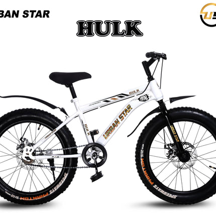 URBANSTAR Hulk | 20T BMX | Double DISC | Fat Tyres Semi Assembled | 20 T Fat Tyre Cycle (Single Speed, White) 