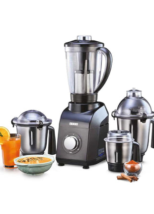 USHA 1200W TurboX Mixer Grinder | Faster and finer grinding | 100% Copper motor for long life, durability | 4 Stainless Steel Jars With Fruit Filter | 24000 rpm | 90 minutes continuous run time 