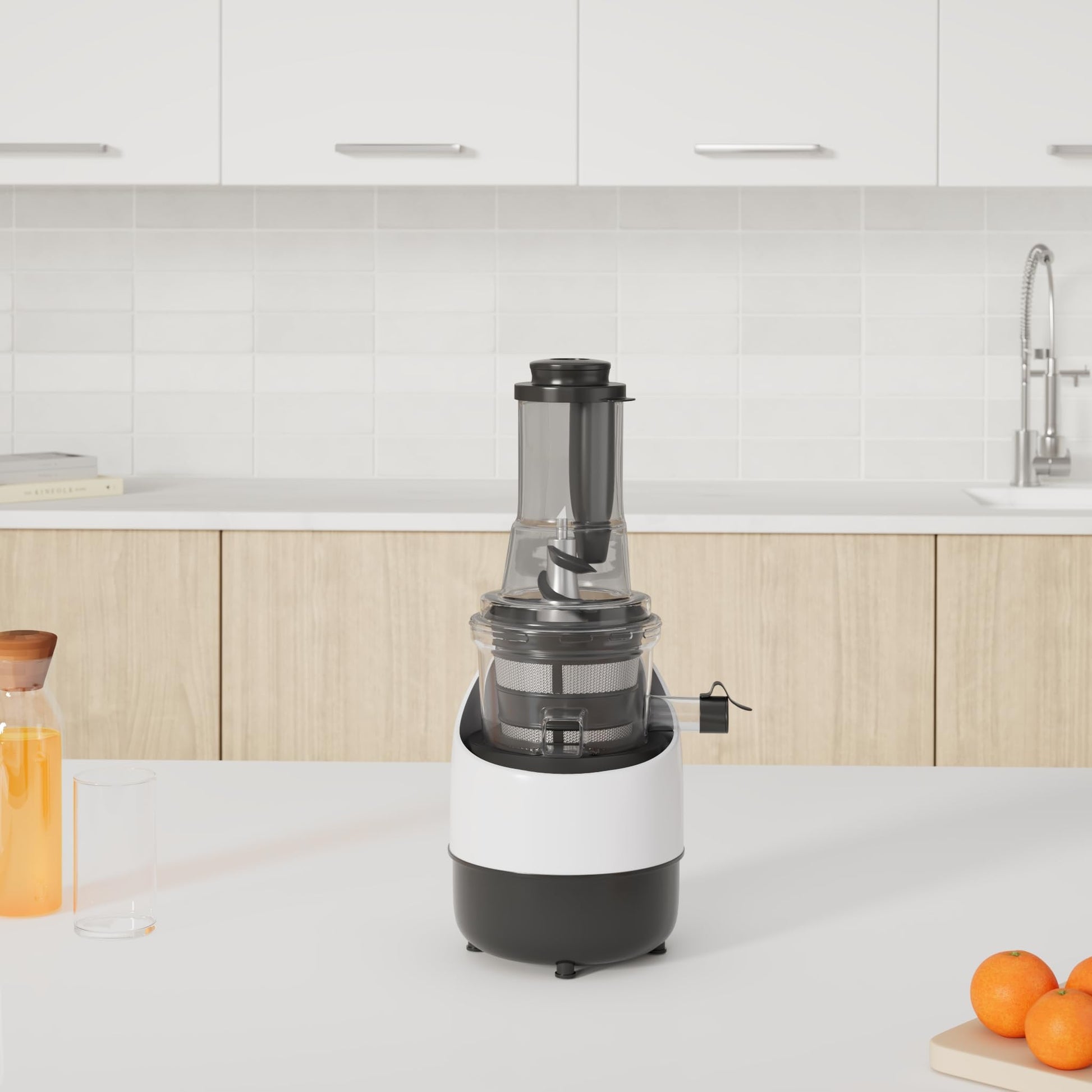 USHA Cpj 382F Nutripress Cold Press Juicer with Full Mouth Feeding Tube, 200 Watts (Black & White), 200 Watt 