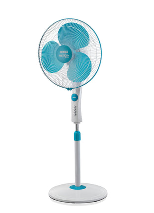 USHA Maxx Air Ultra Pedestal Fan | 400MM Sweep Size | 1350 RPM | Aerodynamic Blade Design for High Air Delivery | Anti - Rust Protection | Copper Motor | Light Blue 
