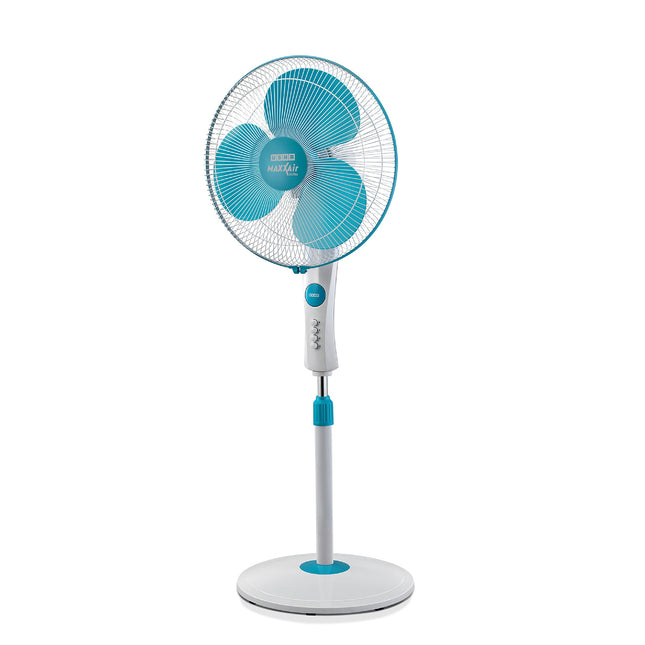 USHA Maxx Air Ultra Pedestal Fan | 400MM Sweep Size | 1350 RPM | Aerodynamic Blade Design for High Air Delivery | Anti - Rust Protection | Copper Motor | Light Blue 