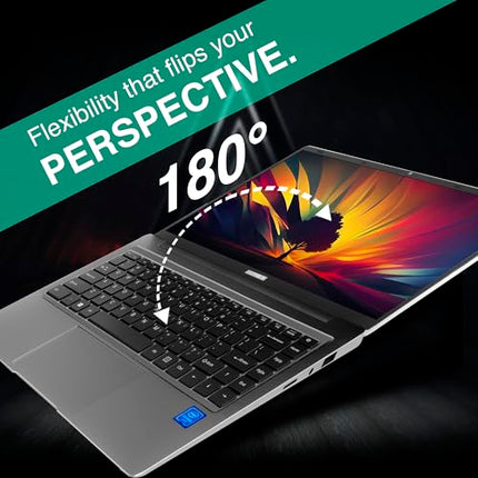 Ultimus APEX Pro Intel Pentium Quad Core Laptop 4GB RAM 128GB eMMC SSD Expandable~512GB Ultra Thin Bezel 180° Hinge 2.0x1 3.0x1 USB HDMI SD Card Slot Dual Speaker Win11 Home Space Gray 1.2Kg 