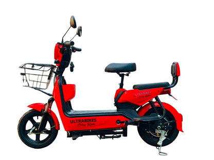Ultrabikes City Ride | 48V 15AH Lithium Ion Battery | 550 watt Motor | 40 Top Speed | No DL Required | Digital Display | Turn Indicators | Anti Theft Alarm Installed | 2 Years Warranty (Red) 