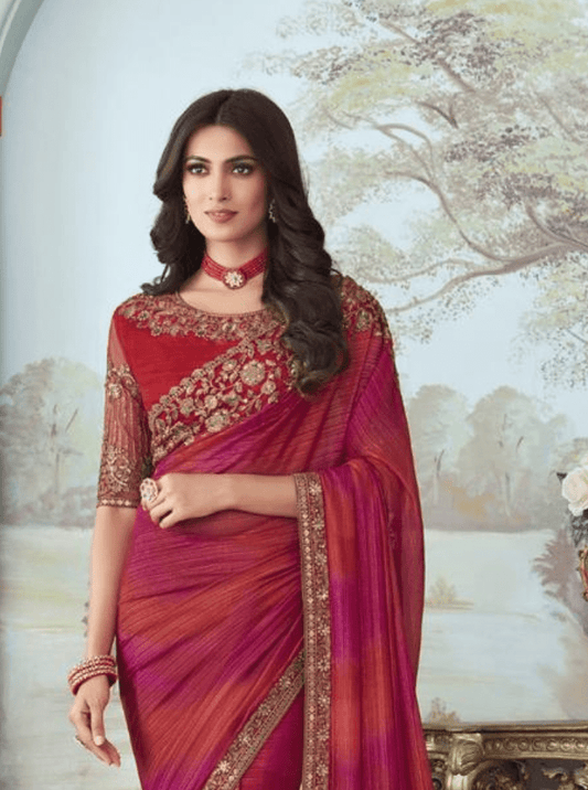 Luxurious Fancy Soft Silk Designer Saree - Red Party wear Saree