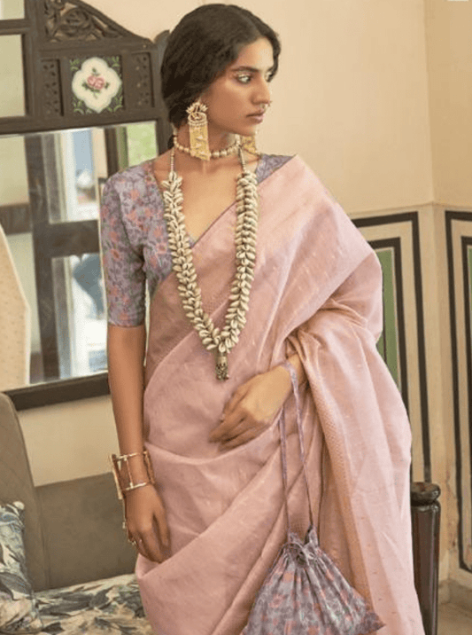 Royal Look fancy soft silk saree with lavender touch Party wear Saree