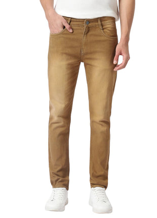 Urbano Fashion Men's Khaki Slim Fit Washed Jeans Stretchable (aveps700spr-khaki-34) 