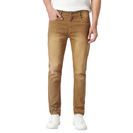 Urbano Fashion Men's Khaki Slim Fit Washed Jeans Stretchable (aveps700spr-khaki-34) 