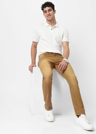 Urbano Fashion Men's Khaki Slim Fit Washed Jeans Stretchable (aveps700spr-khaki-34) 