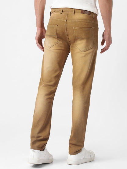 Urbano Fashion Men's Khaki Slim Fit Washed Jeans Stretchable (aveps700spr-khaki-34) 