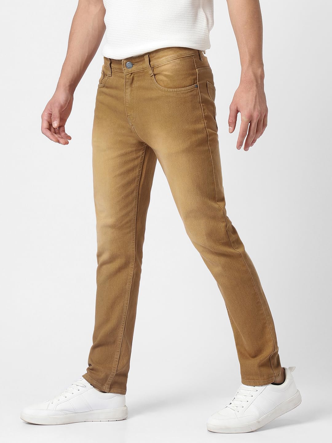 Urbano Fashion Men's Khaki Slim Fit Washed Jeans Stretchable (aveps700spr-khaki-34) 