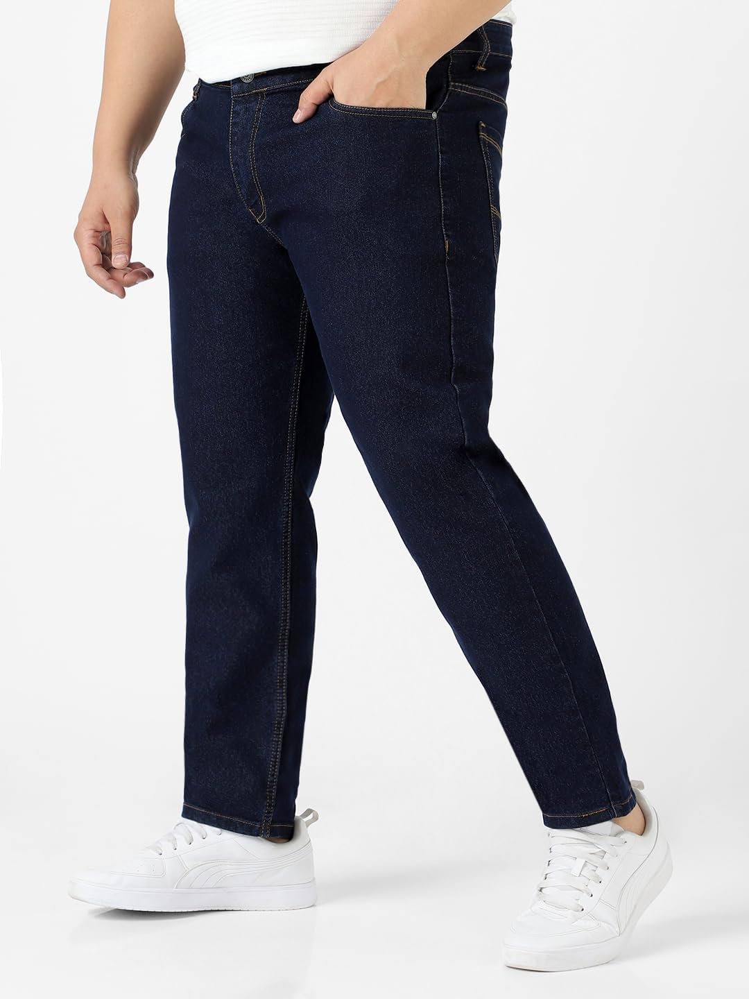Urbano Plus Men's Dark Blue Regular Fit Solid Jeans Stretchable (plusepsp-dblue-44) 