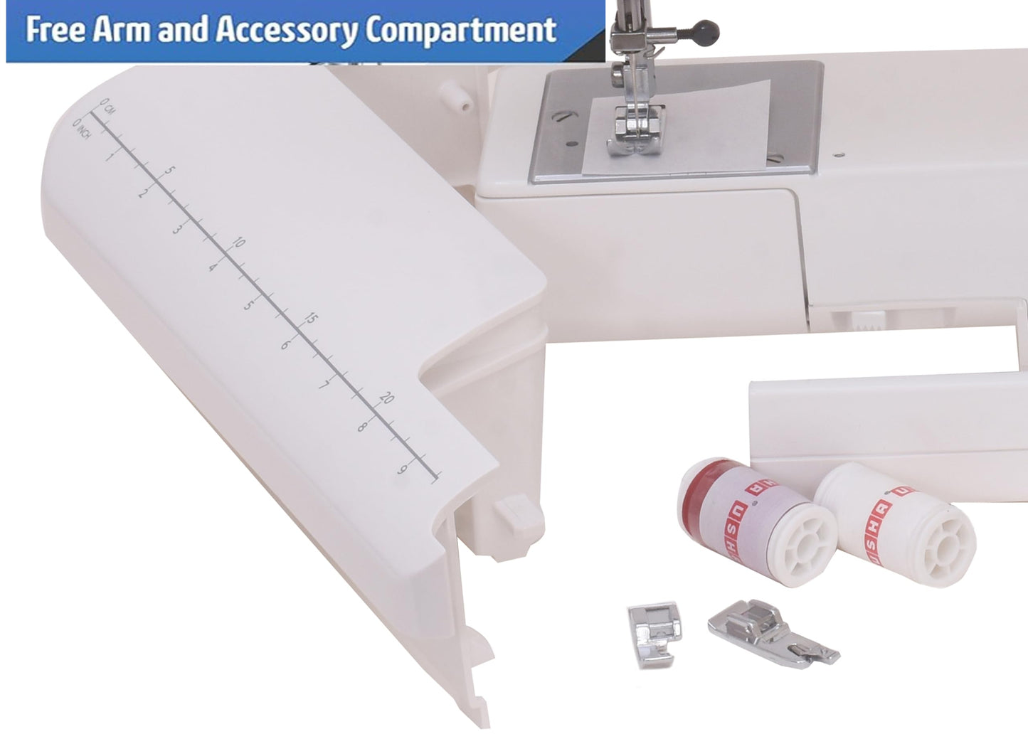 Usha Janome Automatic Stitch Magic Sewing Machine with 57 Stitch Function(White And Blue) 