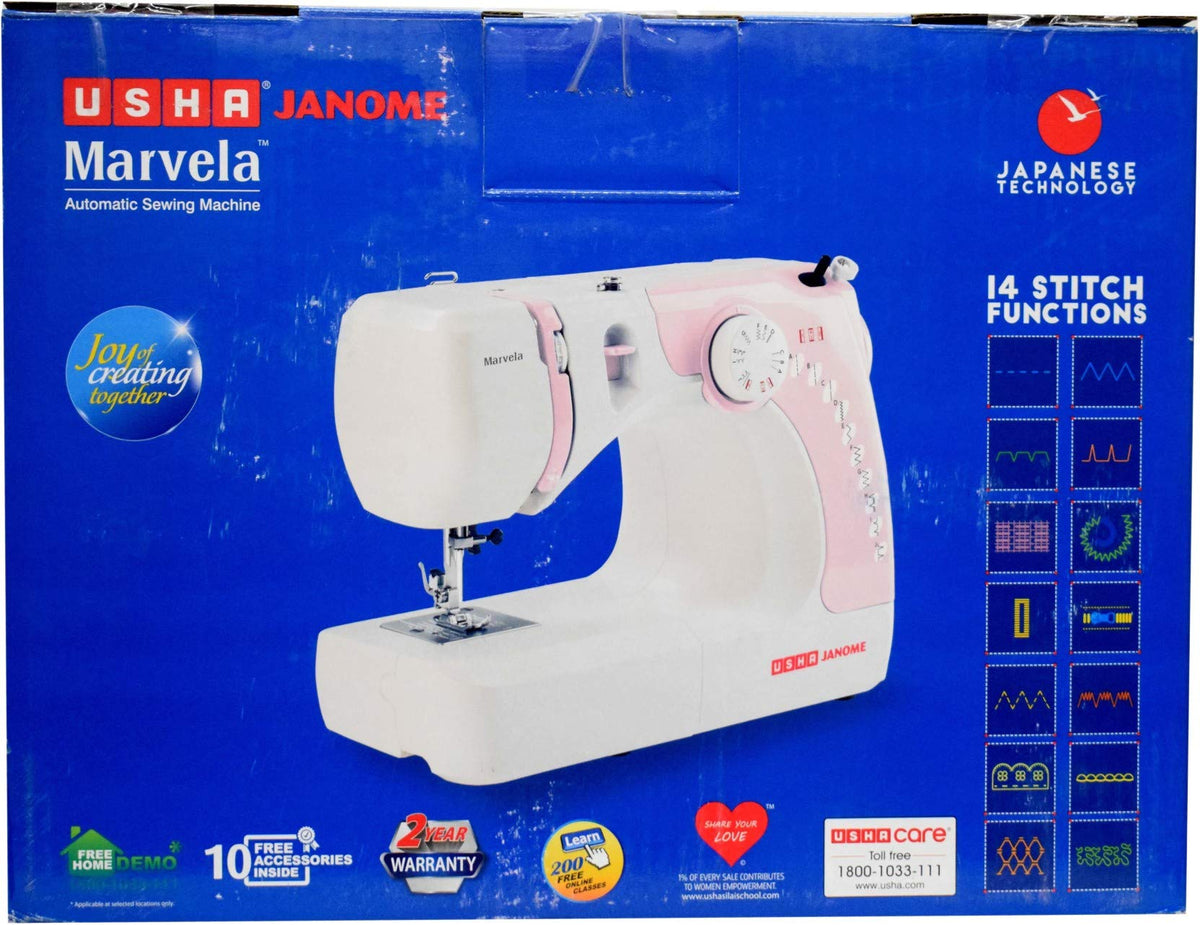 Usha New marvela Pink Electric Sewing Machine-Pink and White 