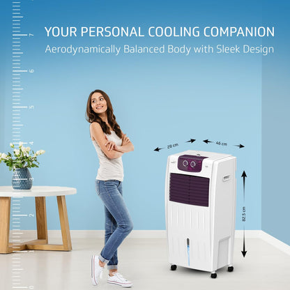 V-Guard Arido P22H-N Personal Air Cooler for Home | Mosquito & Dust Filter | 2 Year Warranty | 22 L (White & Purple burry) 