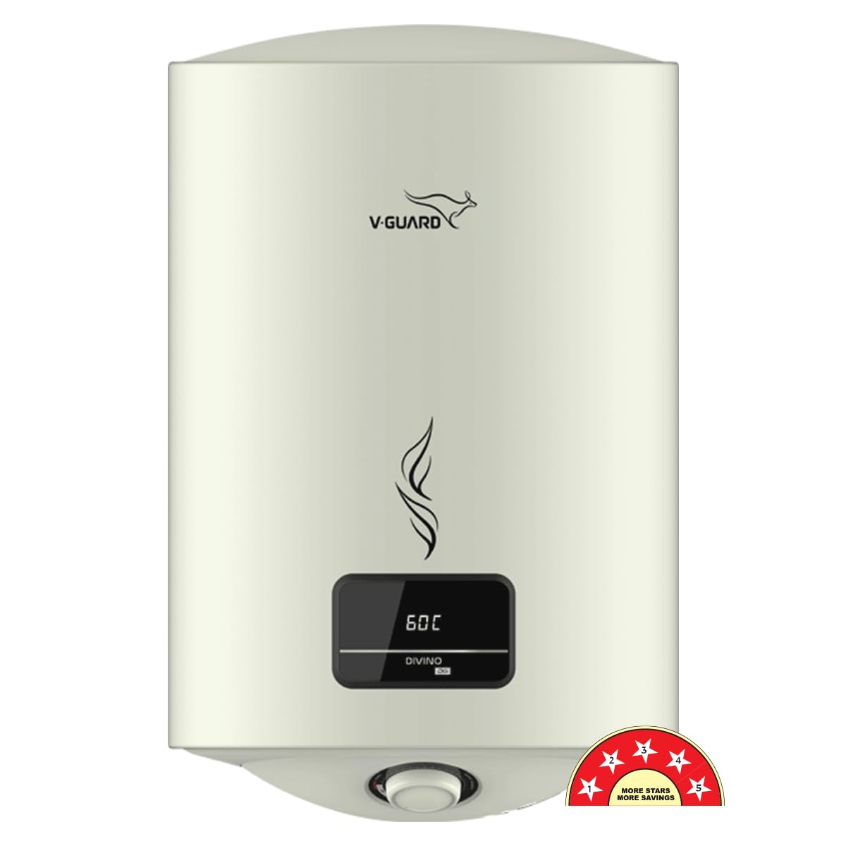 V-Guard Divino DG Geyser 15 Litre Water Heater with Digital Display | Suitable for Hard Water | BEE 5 Star Rating | Advanced 4 layered Safety | 5 Year Inner Tank Warranty by V-Guard 