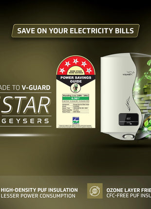 V-Guard Divino DG Geyser 15 Litre Water Heater with Digital Display | Suitable for Hard Water | BEE 5 Star Rating | Advanced 4 layered Safety | 5 Year Inner Tank Warranty by V-Guard 