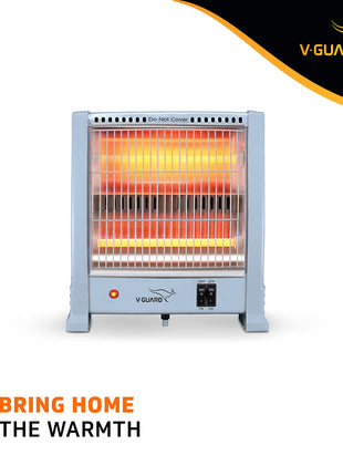 V-Guard EQT 400 watt-800 watt Quartz Room Heater | Noise-free Performance | Enables Quick Heating | 1 Year Warranty, Grey 