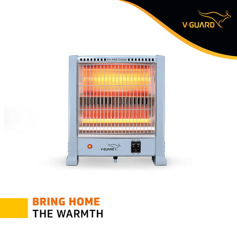 V-Guard EQT 400 watt-800 watt Quartz Room Heater | Noise-free Performance | Enables Quick Heating | 1 Year Warranty, Grey 
