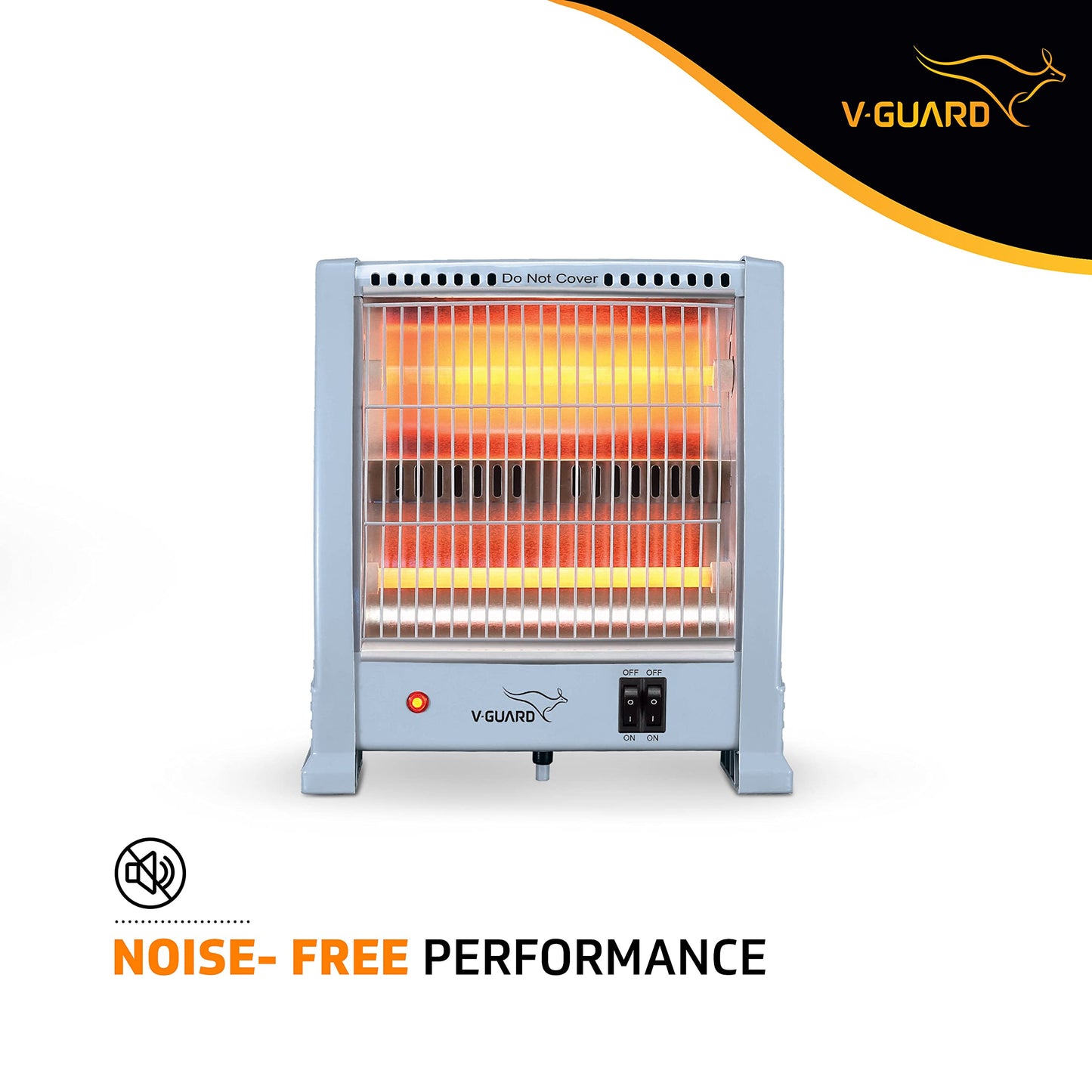 V-Guard EQT 400 watt-800 watt Quartz Room Heater | Noise-free Performance | Enables Quick Heating | 1 Year Warranty, Grey 