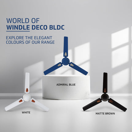 V-Guard Windle Deco BLDC Ceiling Fan for Home | 5-Star Rated Energy Efficient | Remote Control |1.2 meters | Admiral Blue 